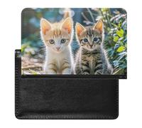 Two Little Cats Passport Holder Slim Travel Wallet RFID Blocking Card Case Cover Passport Cover Protector Essentials with Credit Card Slots for Women/Men