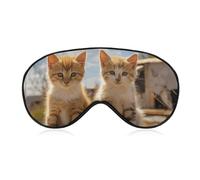 Two Little Cats Sleep Mask Comfort Travel Eye Masks with Adjustable Elastic Strap Soft Funny Block Light Sleep Eye Cover for Side Sleeper for Nap Men Women Gift