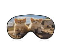 Two Little Cats Sleeping Mask Sleep Mask for Side Sleeper Relaxing Zero Pressure Night Blindfold Light Block-Out Eye Mask for Sleep with Easy Adjustable Strap