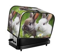 Two Little Cute Rabbits 2 Slice Toaster Covers Quilted Bread Maker Cover Small Appliance Cover With Handle Toasters Dust Cover For Home Table Kitchen Decor