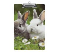Two Little Cute Rabbits Acrylic Clipboard with Low Profile Clip Clipboards with Hanging Hook A4 Letter Size Clip Board Holds 100 Sheets for Workshops and Office Use
