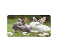Two Little Cute Rabbits Desk Pad with Non-Slip Waterproof Rubber Base Large Extended Gaming Mouse Pad 32.6x11.8 Inch Large Mouse Pads Desk Mat for Desktop Office Home Laptop Blotter