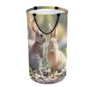 Two Little Cute Rabbits Laundry Basket with Handle Foldable Laundry Hamper Narrow Laundry Bag for Bedroom, Bathroom, Laundry Room 15.7x27.2 in