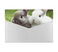 Two Little Cute Rabbits Plastic Envelopes Poly Envelopes Folders for Documents with Snap Closure Reusable File Bags for Home Work Office Organization A4 Size