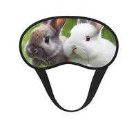 Two Little Cute Rabbits Sleep Mask for Side Sleepers: Blackout Eye Masks for Sleeping - Soft Breathable Soft Eye Shade Cover for Travel - Adjustable Night Blindfold for Men Women Gifts