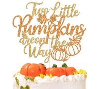 Two Little Pumpkins Are on the Way Cake Topper, Fall Thanksgiving Twins Baby Shower Decor