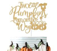 Two Little Pumpkins are on the Way Cake Topper, Fall Twin Baby Shower Decor | Twice Blessed, Oh Babies, Double the Love, Twins First Birthday/Gender Reveal Party Decorations Supplies