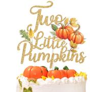 Two Little Pumpkins Cake Topper, Due With Two, Fall Thanksgiving Twin Baby Shower Gender Reveal Cake Decor for Girls Boys