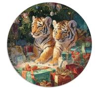 Two Little Tigers Puzzle 1000 Piece Cute Animals Round For Adults And Kids Jigsaw Impossible Educational Games Home Decoration 1000pcs (67.5x67.5cm)