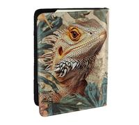Two Lizards are Looking at Each Other Printed Passport Holder,Travel Pu Leather Passport Cover Case Organiser for Men Women,6.5 Inch