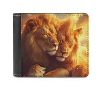 Two Llions in Love Sunset Bi-fold Men's Wallets with 6 Card Slots Slim Travel Purse Leather Money Clip