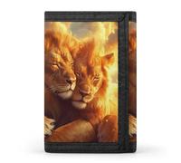 Two Llions in Love Sunset Trifold Men's Wallets with 8 Card Slots & Key Hook Slim Travel Purse Money Clip