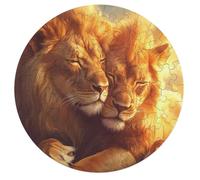 Two Llions In Love Sunset Wooden Jigsaw Puzzles for Adults Funny Intelligent Games Round Home Decor Artwork