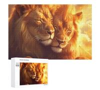 Two Llions In Love Sunset Wooden Jigsaw Puzzles for Adults Intelligent Games Home Decor Artwork for Home Office 1000 PCS