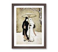 Two Lovers Beneath An Umbrella By Harunobu Suzuki Framed Print Walnut A2