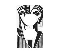 Two Lovers Black White African Tribal Art Outlet Cover Light Switch Cover Decorative 1 Gang Wall Plate for Kitchen Room Bathroom Size 7x11.4cm