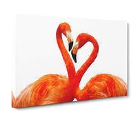 Two Loving Flamingos Canvas Print | Gallery Wrapped 30mm Frame Wall Art | 30x20 inches | Ready to Hang | Modern Bird Picture | Living Room Bedroom Lounge Office