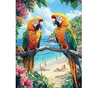 Two Macaw Parrots on A Tropical Beach 500 Pieces Jigsaw Puzzle Science Fiction Magical Dream For Men Educational Decompression Adults Anxiety Memory Care Mothers Valentines Premium 500 PCS
