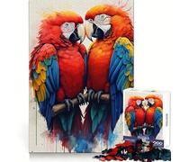 Two Macaws in Love Splash Paint 1000 Adult Pieces Jigsaw Puzzle Brain Agility Relaxed Leisure Secure Join Warm Xmas Gift (50x75cm)