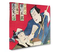 Two Male Actors by Toyohara Kunichika Asian Japanese Canvas Wall Art Print Ready to Hang, Framed Picture for Living Room Bedroom Home Office Décor, 20x20 Inch (50x50 cm)