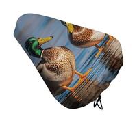 Two Mallard Ducks Bike Seat Cover - Waterproof Bike Seat Cushion for Women & Men, Comfort, Soft Bicycle Saddle Covers Universal Fit Road/Mountain/Spin Bikes with Drawstring