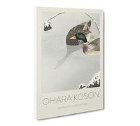 Two Mallard Ducks By Ohara Koson Canvas Print | Gallery Wrapped 30mm Frame Wall Art | 30x20 inches | Ready to Hang | Asian Bird Picture | Living Room Bedroom Lounge Office