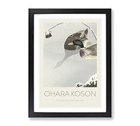 Two Mallard Ducks By Ohara Koson Exhibition Museum Asian Japanese Framed Print | A3 Black Framed Wall Art | Ready to Hang | Asian Animal Picture | Living Room Bedroom Lounge Office