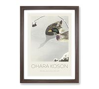Two Mallard Ducks By Ohara Koson Exhibition Museum Asian Japanese Framed Wall Art Print, Ready to Hang Picture for Living Room Bedroom Home Office Décor, Walnut A3 (34 x 46 cm)