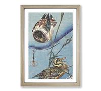 Two Mallard Ducks by Utagawa Hiroshige Framed Print | A2 Oak Framed Wall Art | Ready to Hang | Asian Animal Picture | Living Room Bedroom Lounge Office