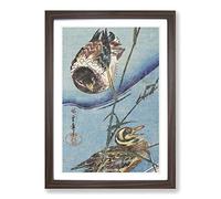 Two Mallard Ducks by Utagawa Hiroshige Framed Print | A2 Walnut Framed Wall Art | Ready to Hang | Asian Animal Picture | Living Room Bedroom Lounge Office
