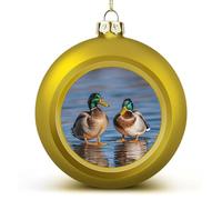 Two Mallard Ducks Christmas Ball Ornaments 2.4 Inch, Shatterproof Plastic Xmas Balls Funny Christmas Tree Ornaments Hanging Balls for Holiday Party Home Decor, 4PCS