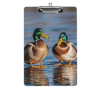 Two Mallard Ducks Clipboard, A4 Acrylic Clipboard with Hanging Hole, Ultra-Light Clip Board - Holds 100 Sheets, Shatterproof Document Holder for Office, 12.5" X 8.5"