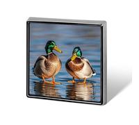 Two Mallard Ducks Lapel Pin Fashion Brooch Pin Cute Button Badges Square Button for Hat Shirt Clothing Bags Decoration