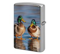 Two Mallard Ducks Lighter Case Metal Protective Cover with Double-Sided Art Design, Cool Lighters Pouch Shockproof Lighter Cover for Men Women Gifts, Lighters Not Included