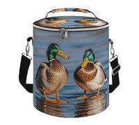 Two Mallard Ducks Lunch Bag, 15L Portable Leakproof Picnic Basket with Shoulder Strap, Insulated Picnic Cooler Bag for Camping, Beach, Hiking & Groceries