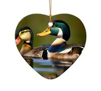 two mallard ducks Print Ceramic Star Heart Shaped Ornaments Christmas Tree Hanging Xmas Pendants Decor