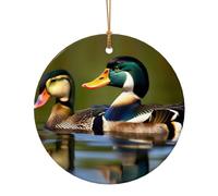 Two Mallard Ducks Print Christmas Ornaments Ceramic Hanging Home Decor for Christmas Tree Outdoor Indoor Decor
