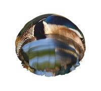 Two Mallard Ducks Print Shower Cap, Lined Shower Cap For Women Reusable, Double Layer Waterproof Bath Cap