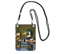 Two Mallard Ducks Print Sling Bag For Men Women, Casual Mini Phone Purses, Anti-Theft Phone Bag, For Hiking Travel, Black, One Size