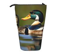 Two Mallard Ducks Print Telescopic Pencil Case Portable Bag Makeup Pouch Stationery Organizer Office Travel
