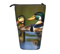 Two Mallard Ducks Print Telescopic Pencil Holder Standing Pencil Cases Portable Stationery for Holiday Cosmetic Cosmetics