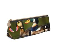 Two Mallard Ducks Print Triangle Pencil Pens Case Large-Capacity Stationery Organizer Pouch Office Travel