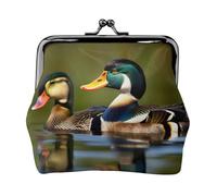 two mallard ducks small wallets woman,wallets for women,coin purse for women,small womens wallet,with zipper and kiss lock, Black, One Size, Art Deco