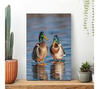 Two Mallard Ducks Wall Art for Living Room Modern Canvas Framed Prints Paintings Artwork for Walls, Minimalist Abstract Art Pictures for Hallway, Office Wall Decor 12x18inch(30x45cm)