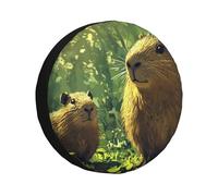 Two Marmots In The Forest Spare Tire Cover Wheel Tire Covers,Waterproof Dust-Proof Tire Covers Protector Universal Fit For Trailer Rv Suv Truck Camper 15 Inch