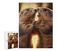 Two Marmots Sunset Wooden Jigsaw Puzzles for Adults Funny Intelligent Games Home Decor Artwork for Home Office
