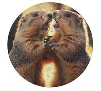 Two Marmots Sunset Wooden Jigsaw Puzzles for Adults Funny Intelligent Games Round Home Decor Artwork