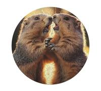 Two Marmots Sunset Wooden Jigsaw Puzzles for Adults Funny Intelligent Games Round Home Decor Artwork