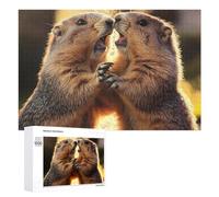 Two Marmots Sunset Wooden Jigsaw Puzzles for Adults Intelligent Games Home Decor Artwork for Home Office 1000 PCS