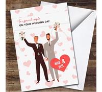 Two Married Men Gay Wedding Day Special Couple Names Personalised Card - Personalised Wedding Day Card, Congratulations On Wedding Day Card For Bride & Groom